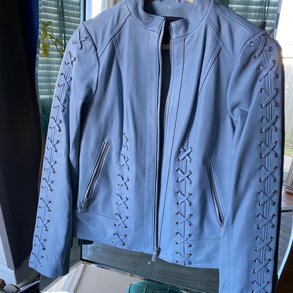 Neiman Marcus | Jackets u0026 Coats | Neiman Marcus The Leather Collection  Jacket Size Xs Light Blue Color | Poshmark